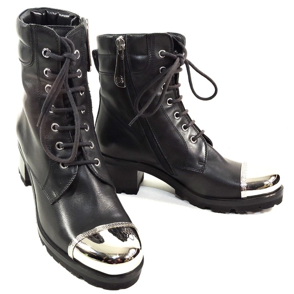 BALDININI 🇮🇹 WOMEN'S BLACK SOFT LEATHER WINTER FASHION ANKLE BOOTIE - Picture 1 of 7